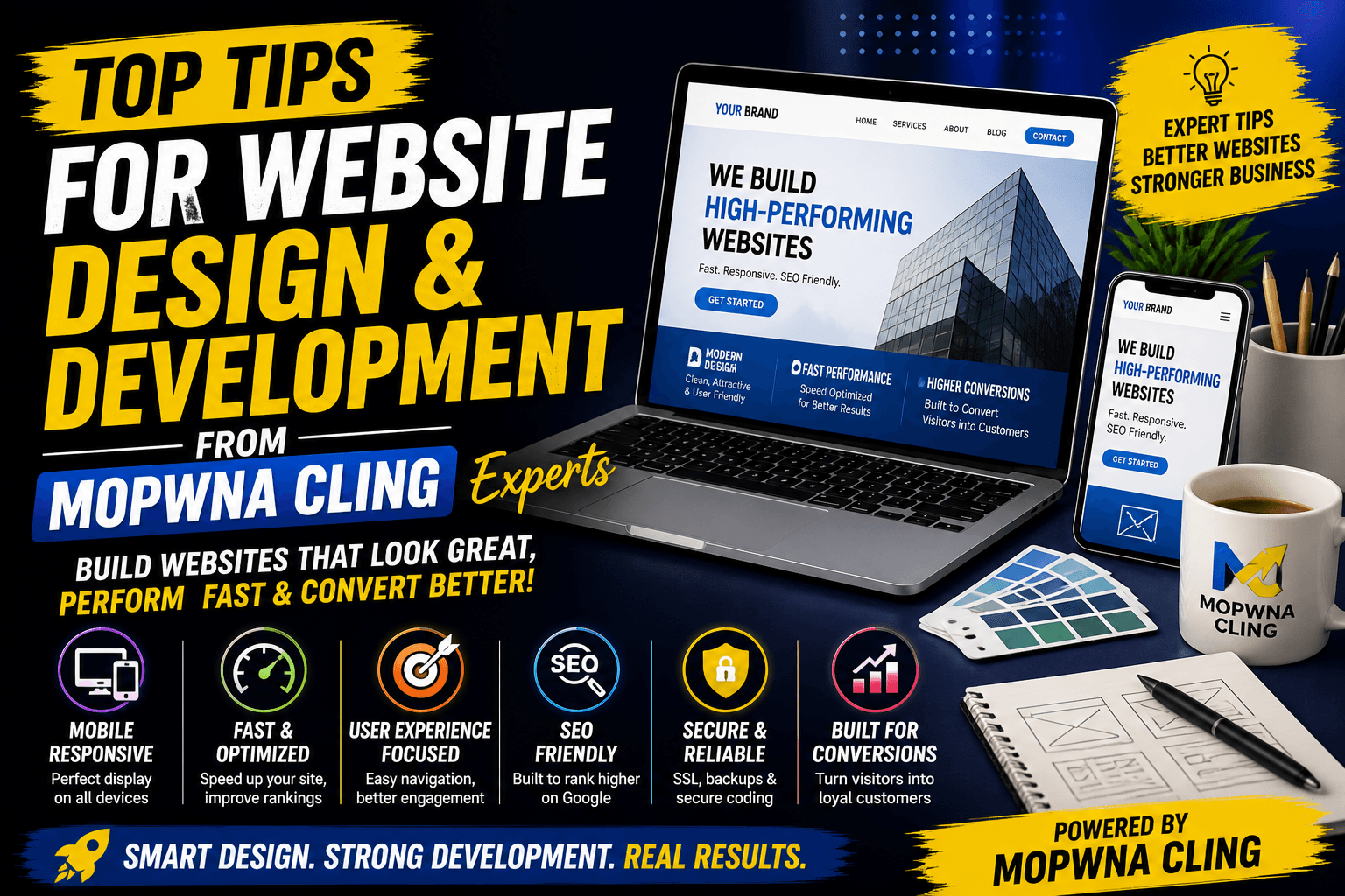 Top tips for website design and developments from Mopwna cling experts