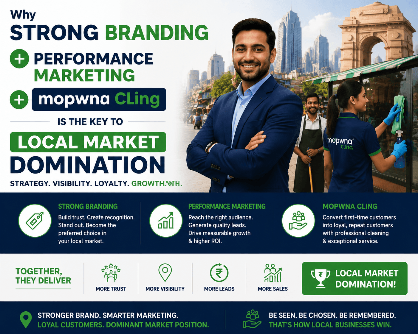 Why Strong Branding + Performance Marketing + Mopwna cling Is the Key to Local Market Domination